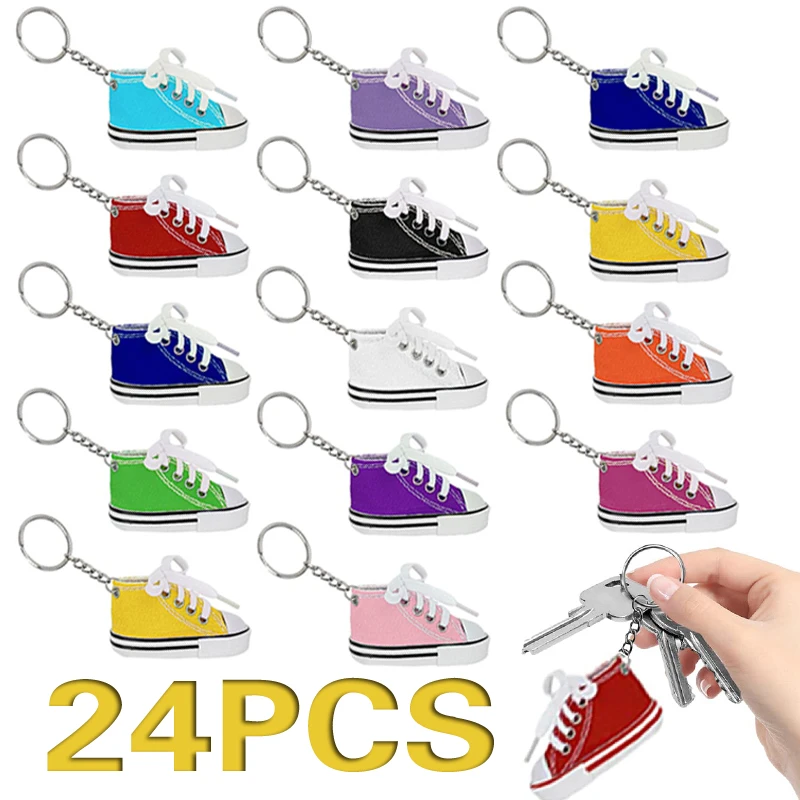 

24Pcs Mini Shoe Keychain Canvas Shoe Keyrings