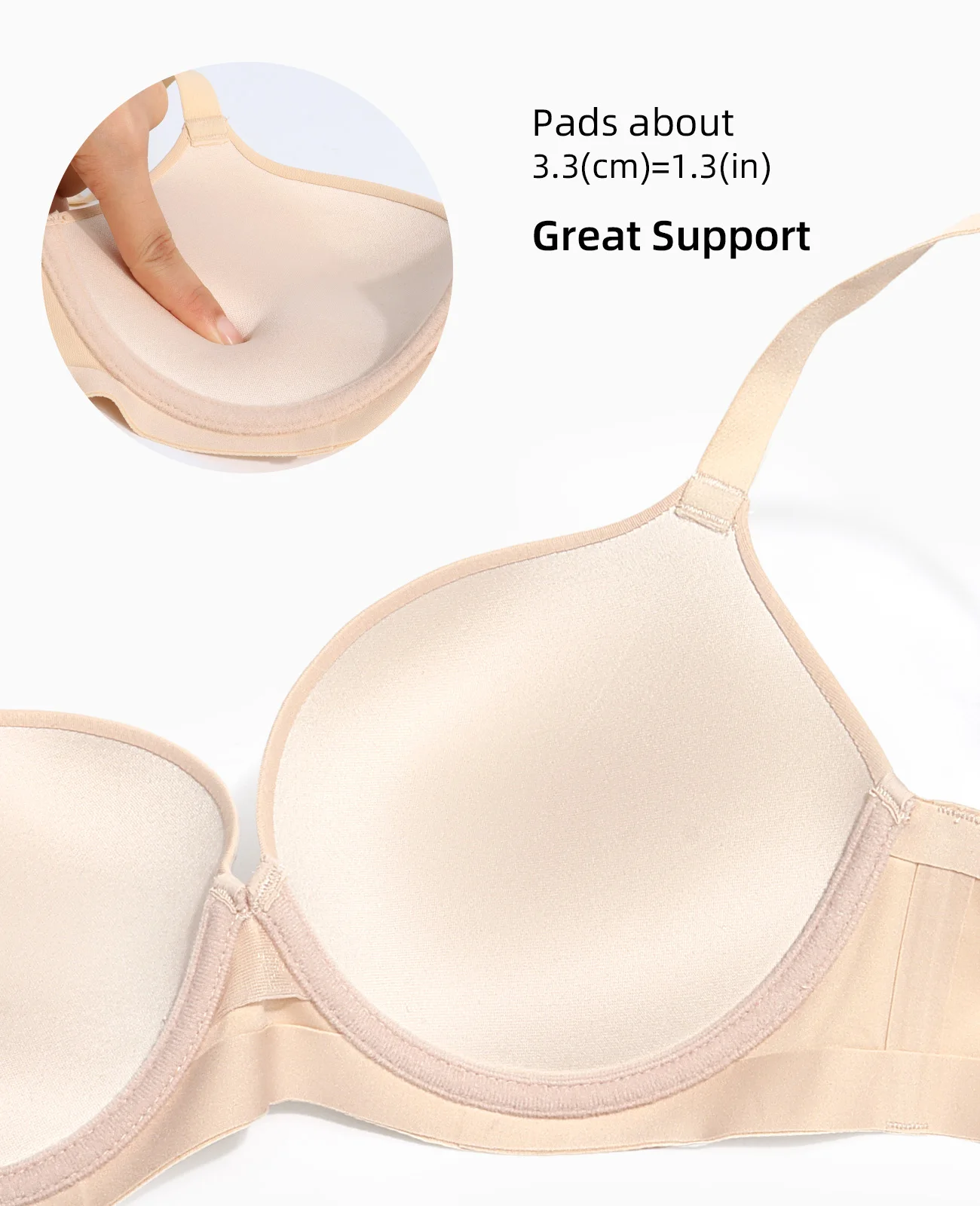 Neuer dick gepolsterter Push-Up-BH mit tiefem V-Ausschnitt für Damen, sexy Alltags-BHs, weicher Drahtknochen-BH mit hohen Stretch-Trägern, angepasster BH