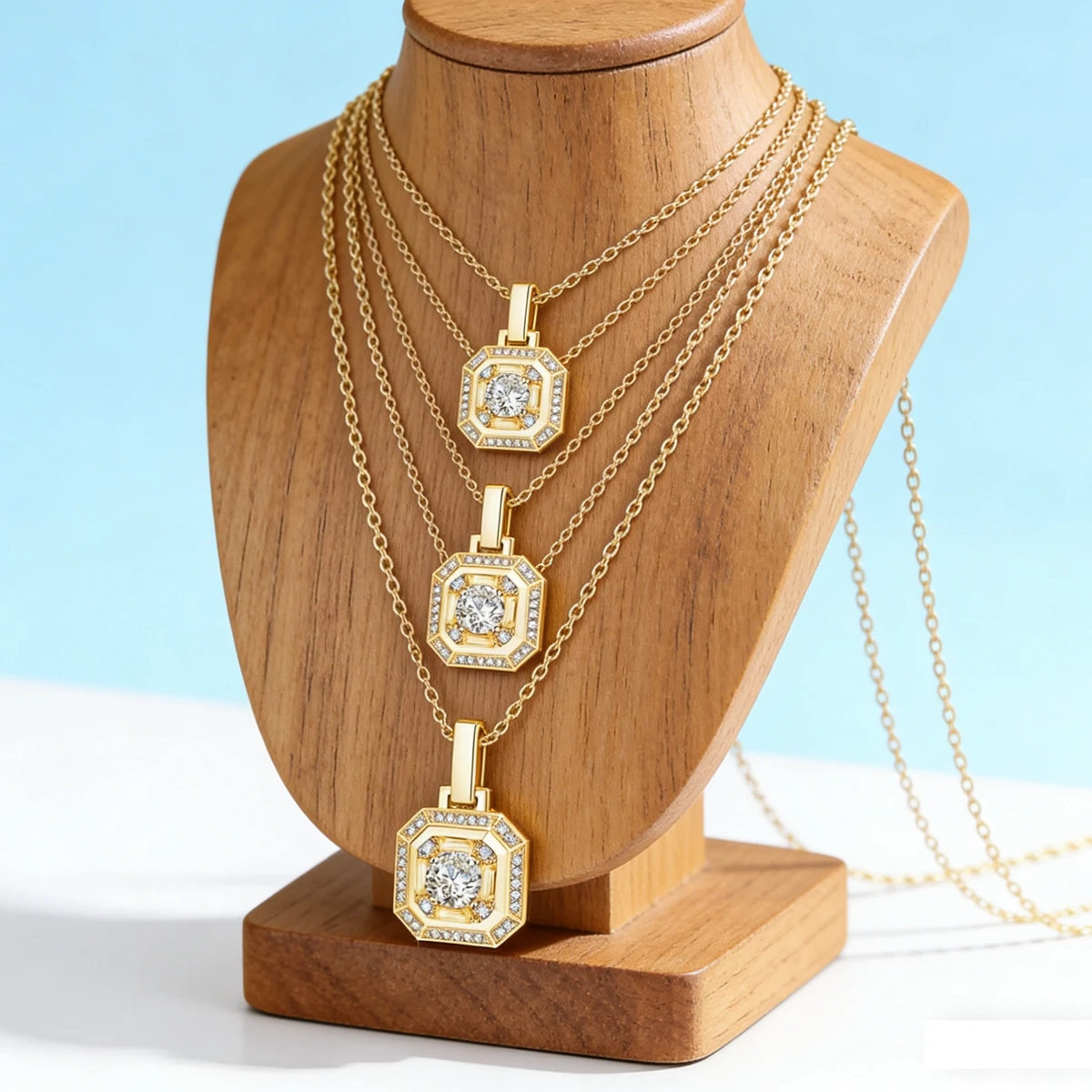 

925 Silver Square Sugar Pendant Necklace Round Cut Moissanite Neck Chain Jewelry For Girl Women Wedding Birthday Gift