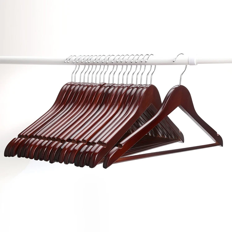 Multifunctional High Grade Solid Wooden Suit Hangers, Coat Hangers, Walnut Finish  (12 pieces/ lot)