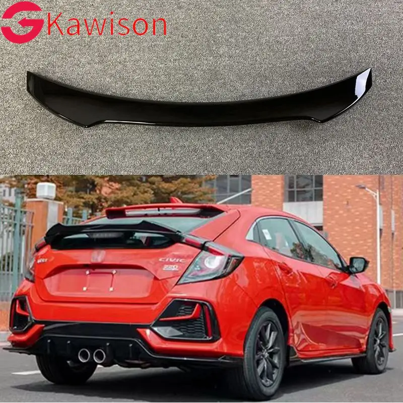 

For Honda Civic 10th Hatchback 2016-2019 Rear Trunk Spoiler Boot Lip Wing ABS Carbon Fiber Pattern Glossy Black Car Accessory