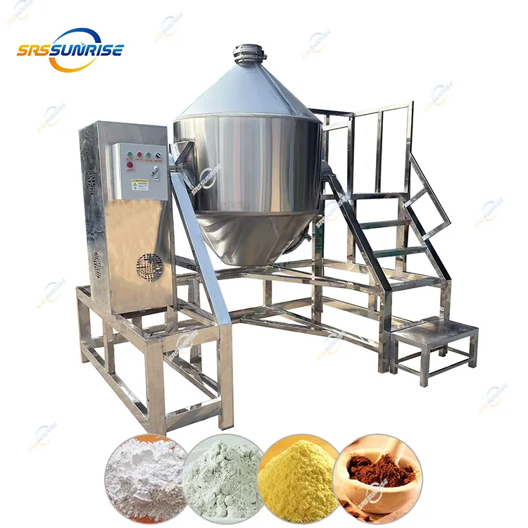 

Food Grade Industrial Automatic 30l 50l 100l 300l Small Double Cone Blender Rotary Drum Dry Food Powder Mixer Mixing Machine