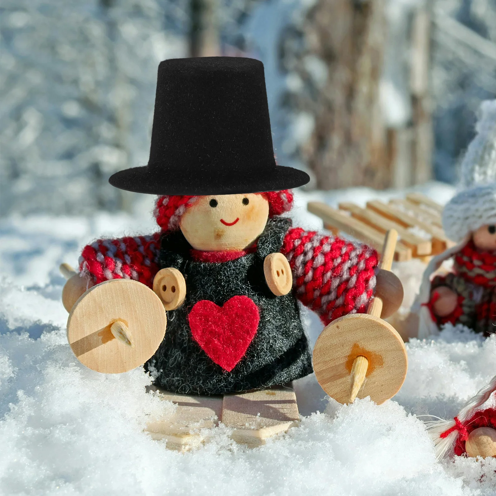 20Pcs Miniature Flat Top Hats Plastic Mini Snowman Cap for Crafts Dollhouse Decorations Mini Top Hat Kids Magician Outfit