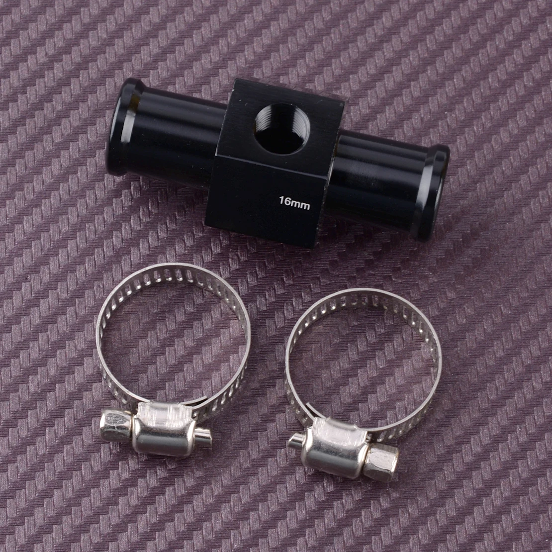 16mm Car Water Temp Temperature Gauge Sensor Joint Pipe Radiator Hose Adapter With Clamp 1/8'' NPT Black New