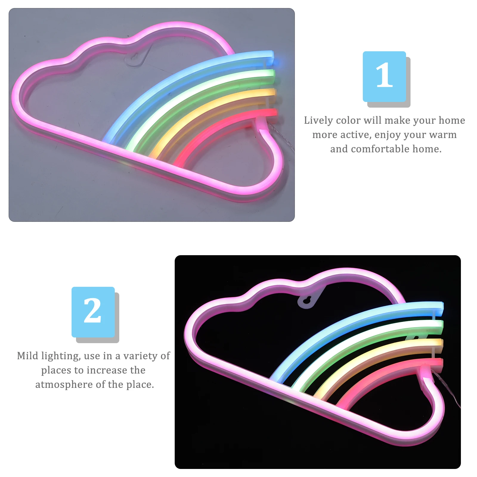 

Rainbow Cloud Neon Lights Led Plastic Signs Colorful Creative Lighting Effects Wall Decorations Ceiling Sign Holiday Party