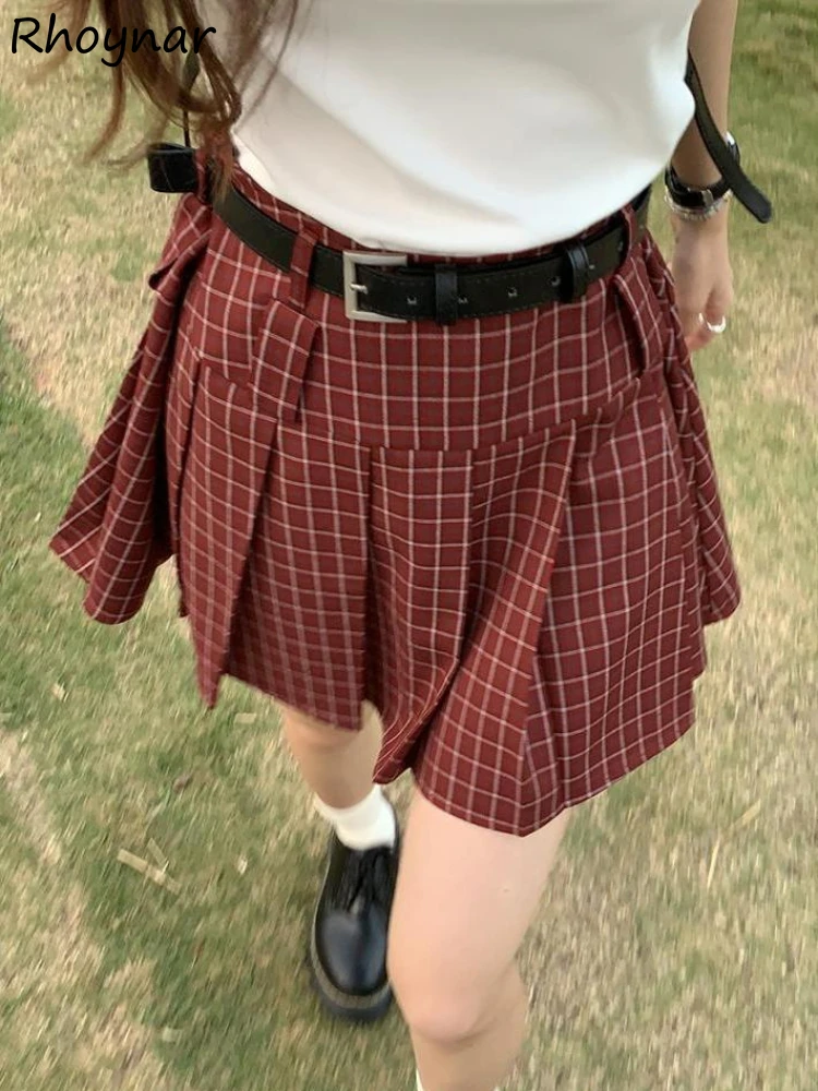 

Plaid Skirts Women Mini Retro Fashion A-line Spring High Waist Korean Style All-match Design College Girls Aesthetic Daily Mujer