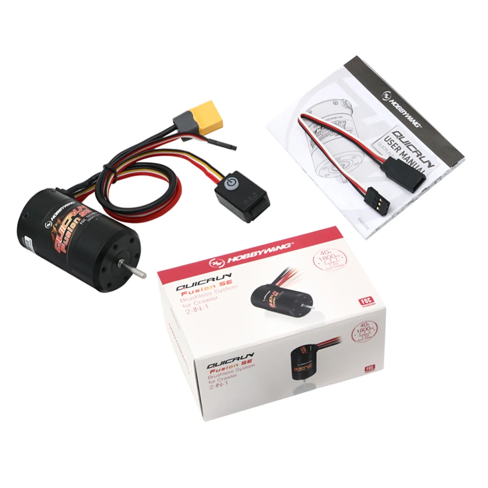 

Hobbywing QuicRun Fusion SE 1200KV / 1800KV Sensored Brushless Motor 2 in 1 Waterproof Built In 40A ESC For 1/10 1/8 RC Car