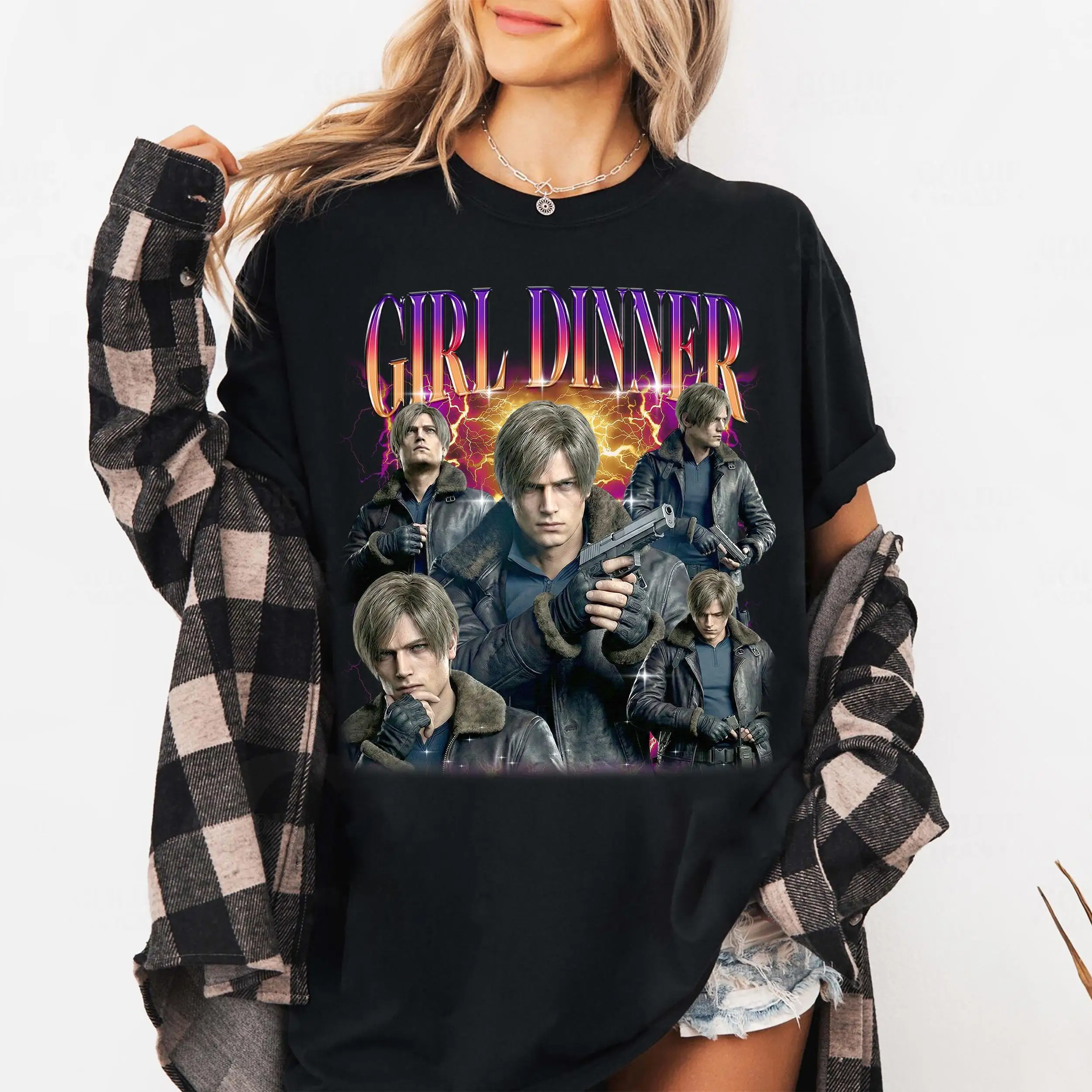 Leon S Kennedy Girl Dinner Shirt, Resident Evil Retro Tee