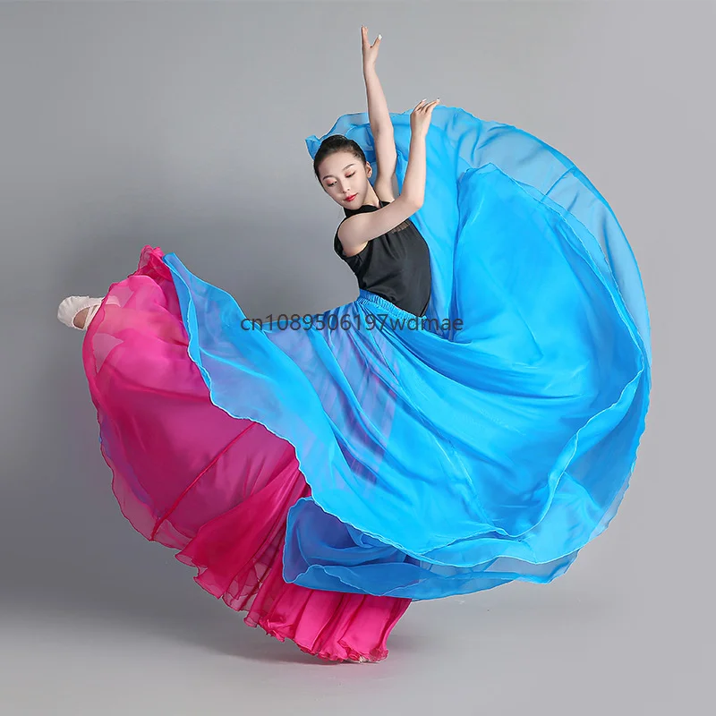 

720 Degree Ladies Reversible Classical Dance Dress Women Training Skirt Big Swing Skirt Performance Costume Antique Style Dress