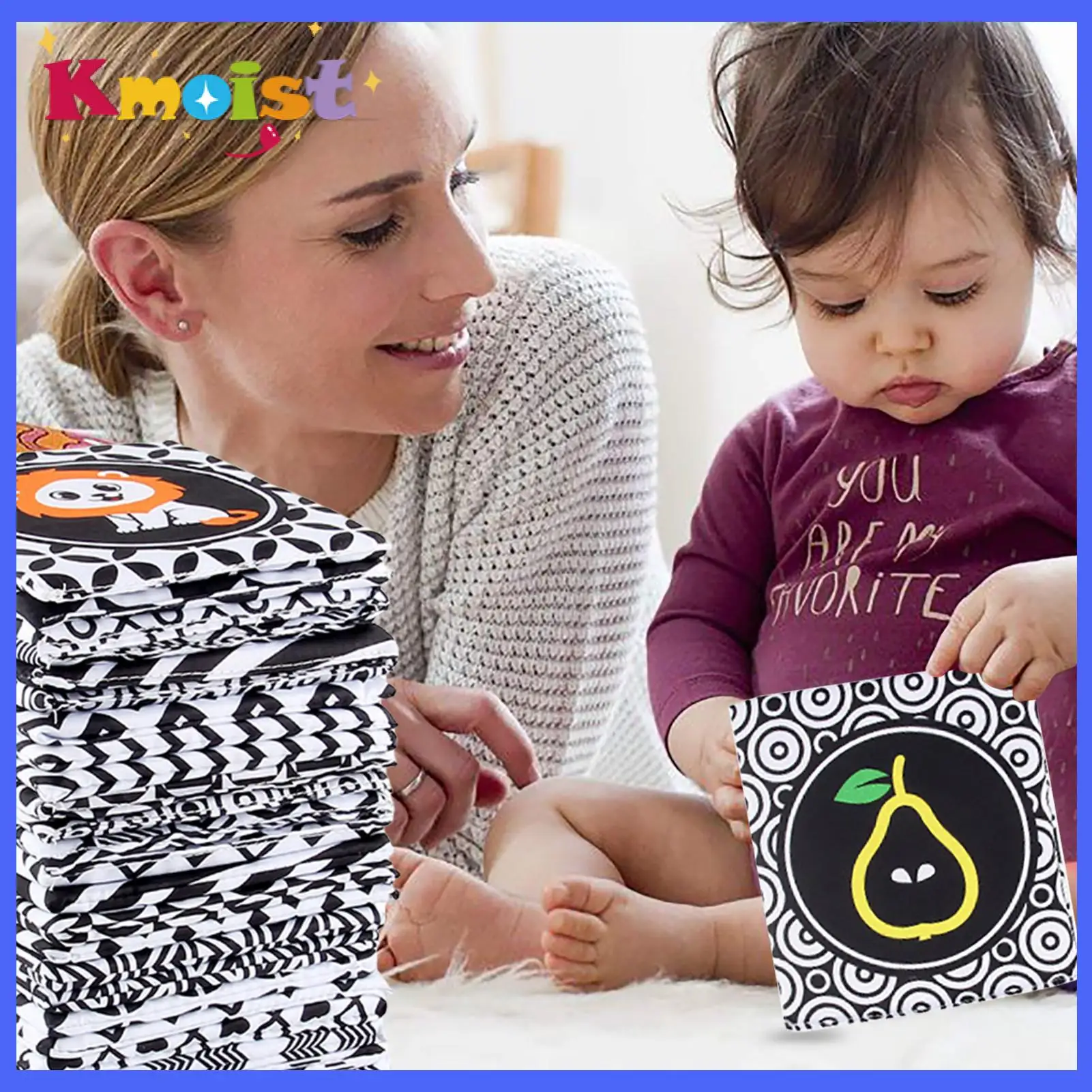 Baby Intelligence Fun Alphabet Card Portable Set of Black and White Cloth Book Early Education Toys for Toddler Infant Gifts Kit