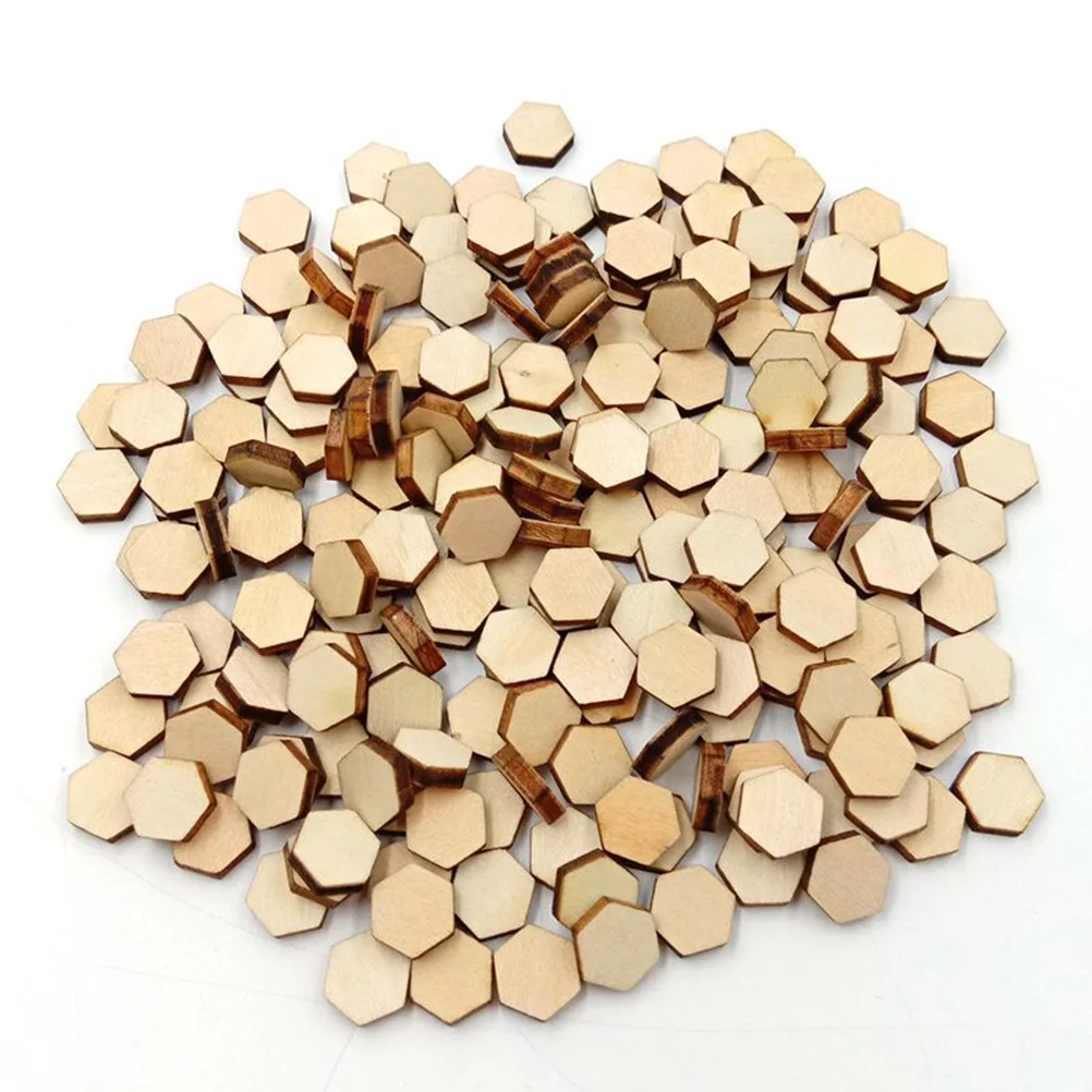

100Pcs Unfinished Honeycomb Wood Chips Smooth Surface Non Burrs DIY Craft Supplies Wooden Pieces Cutouts Ornaments Home
