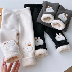 Baby's Winter Leggings Thickened Lamb Fleece Integrated Warm Pants  Wearing Pants Outside for Girls Aged 2-8 Elastic Tight Pants