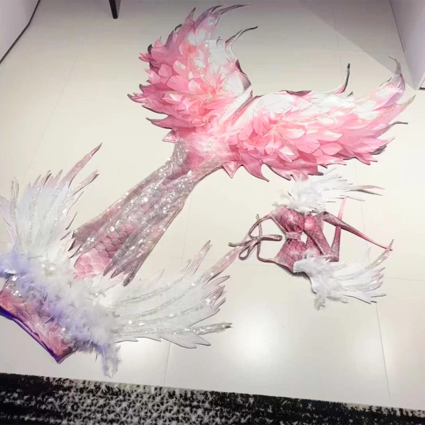 

New Premium Mermaid Tail Set Beach & Pool Professional Photography Swimwear Striped Scales Multi-Colour Mermaid Tail