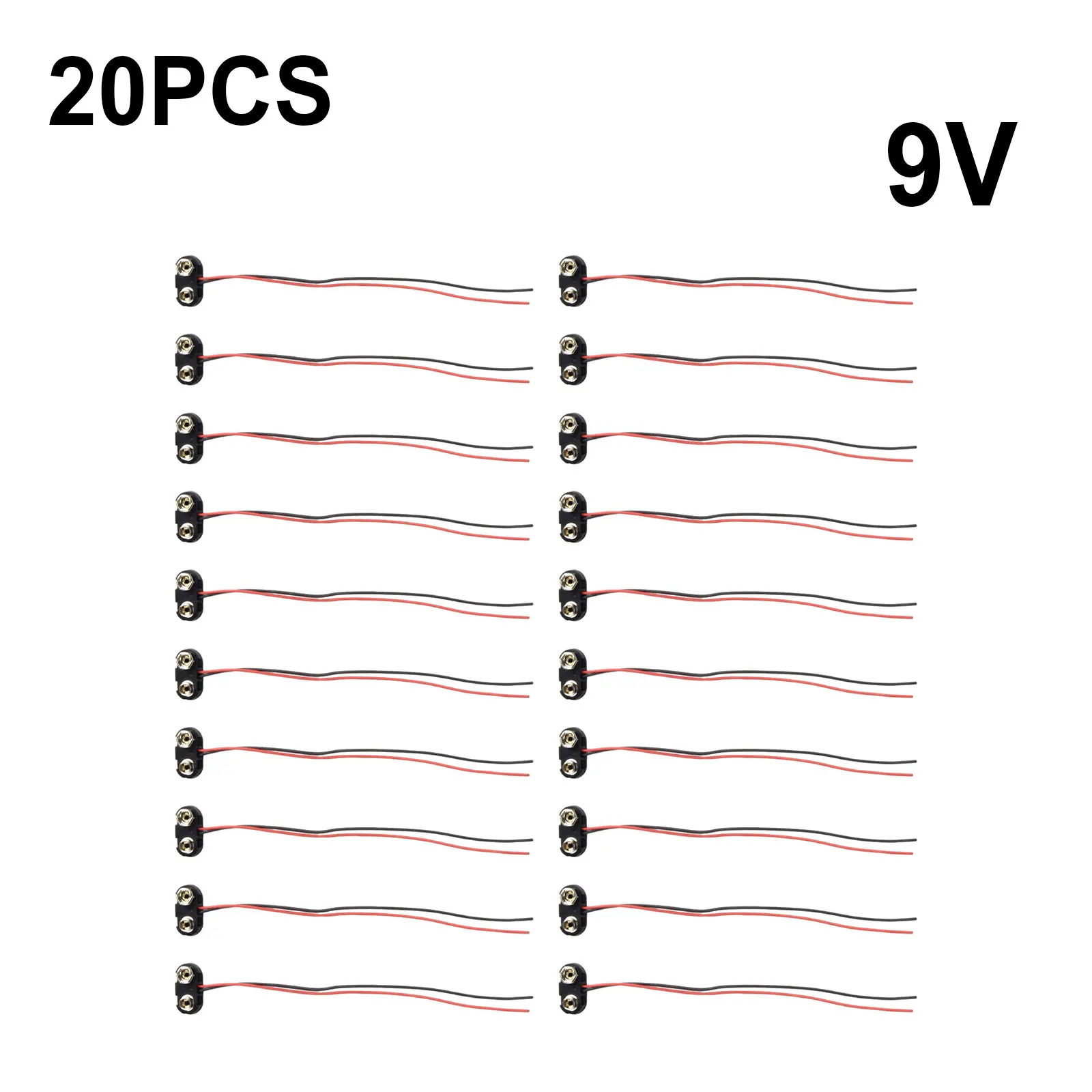 20 Pack 9V Battery T Connector with Cable for 9 Volt Battery Modules Hard Shell Enclosure Enhances Durability in Field Use