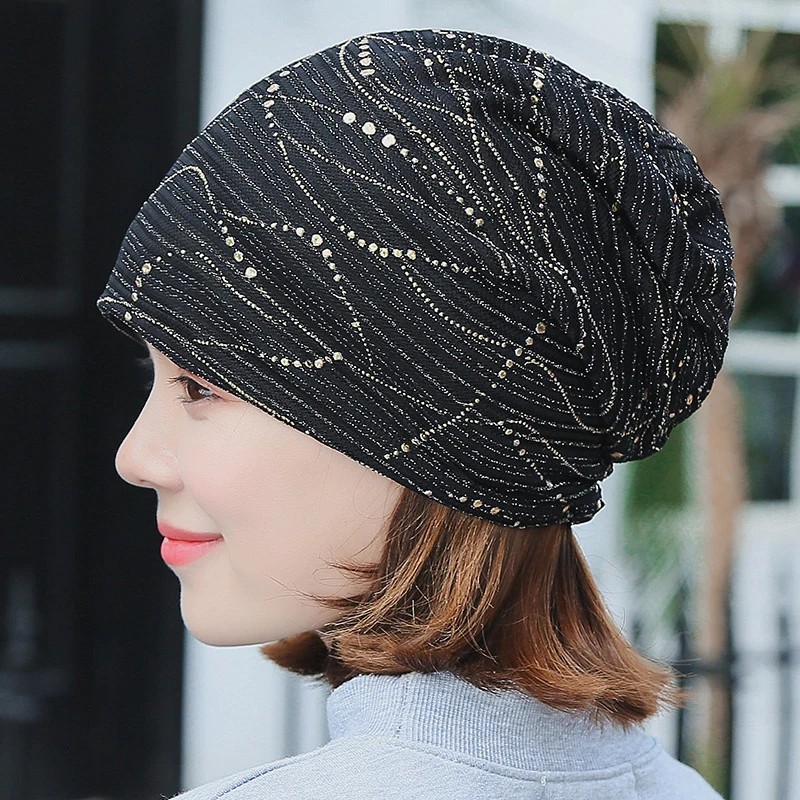 

Thin Section Lace Breathable Head Wrap Cap Women's Spring And Autumn Cotton Colourful Drip Rubber Leisure Cap