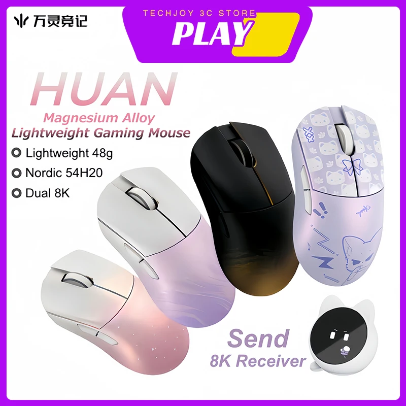 

Wlmouse HUAN Wireless Mouse Magnesium 3-Mode Alloy No Hole Mouse 20000FPS Dual 8K Mice PAW3950HS 8000Hz PC Gaming Mouse Gifts