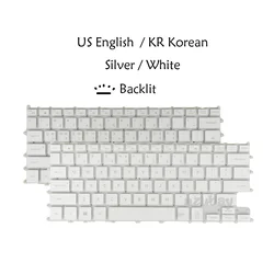 US English Korean Laptop Keyboard for Samsung NP930QAA NT930QAA NT930QBE 930QBV NP900X3N 900X3N BA5904164B, Backlit Silver/White