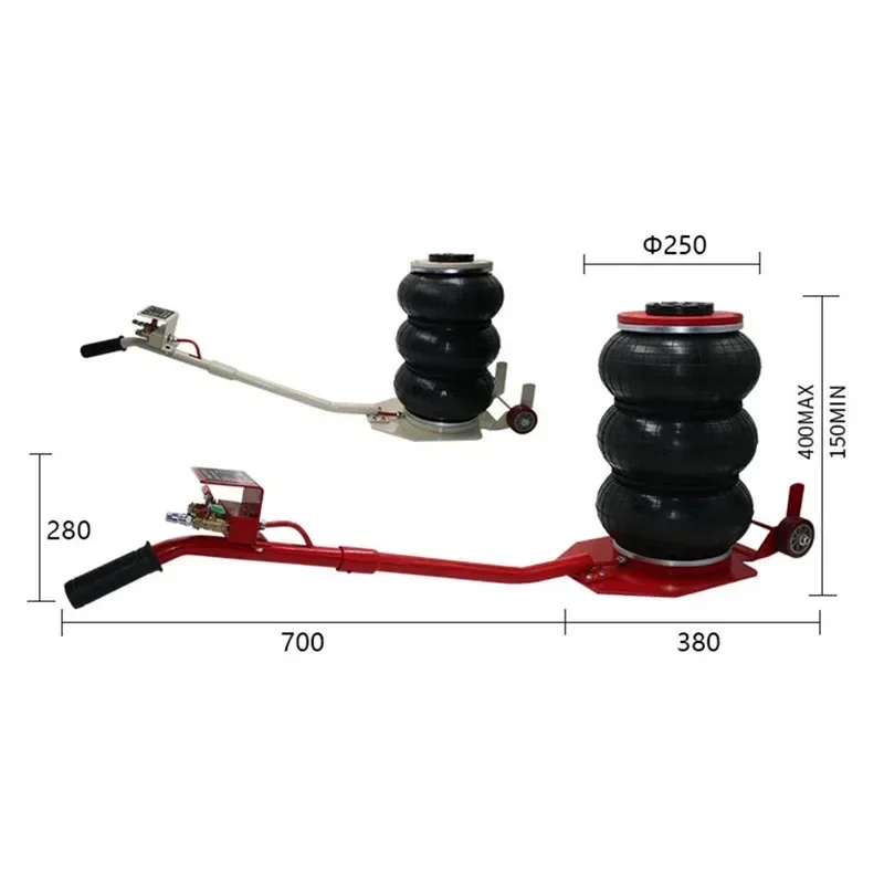 

Excellent 3T Bag Air Pneumatic Quick Lift Auto Repair Jack And Floor Folding Bar Quick Lift Triple Bag