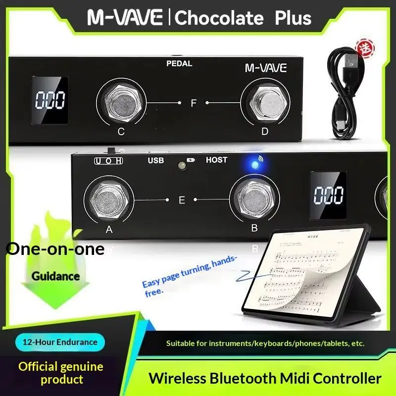 M-VAVE  Chocolate Plus Wireless Midi Controller Pro Keyboard 4 Buttons Foot Switch Supports Midi Host Interface Control Function