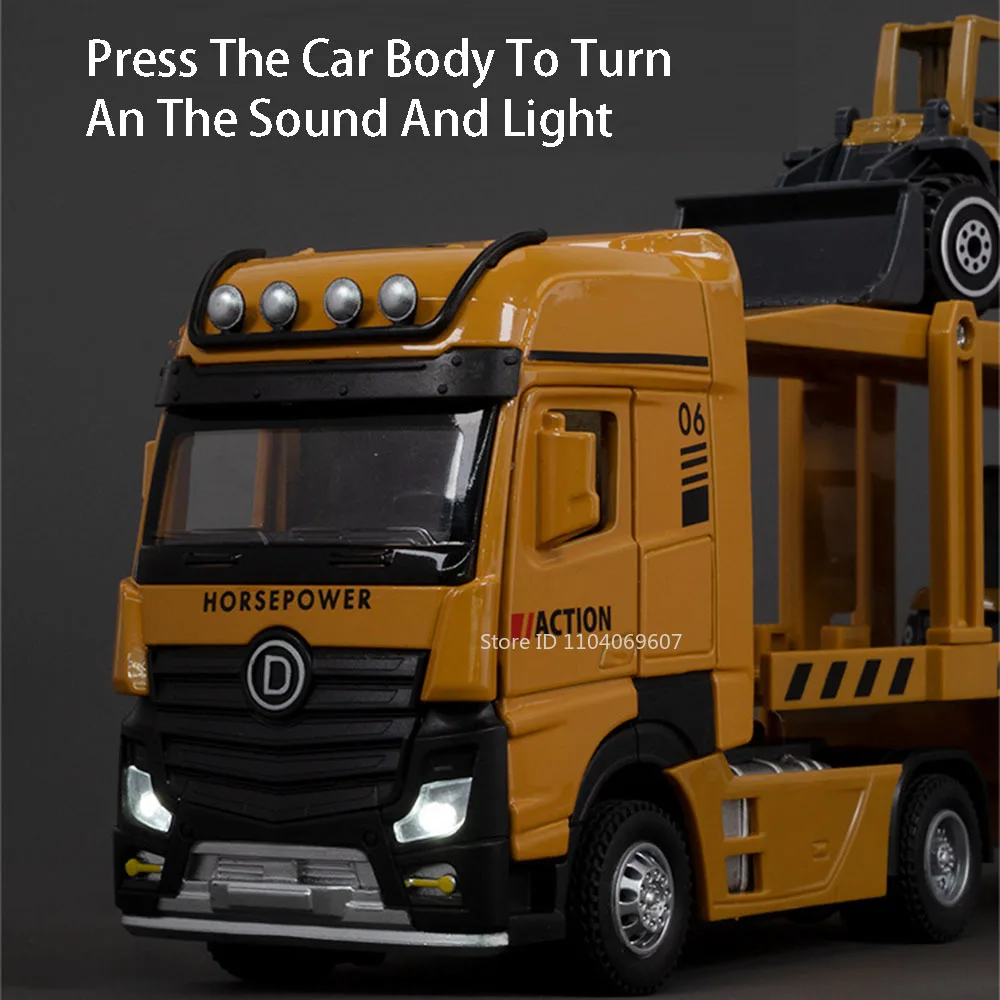 1:32 modèles de camions de Transport à deux étages jouets voitures en alliage moulé sous pression portes son ouvert lumière retirer jouets éducatifs pour enfants