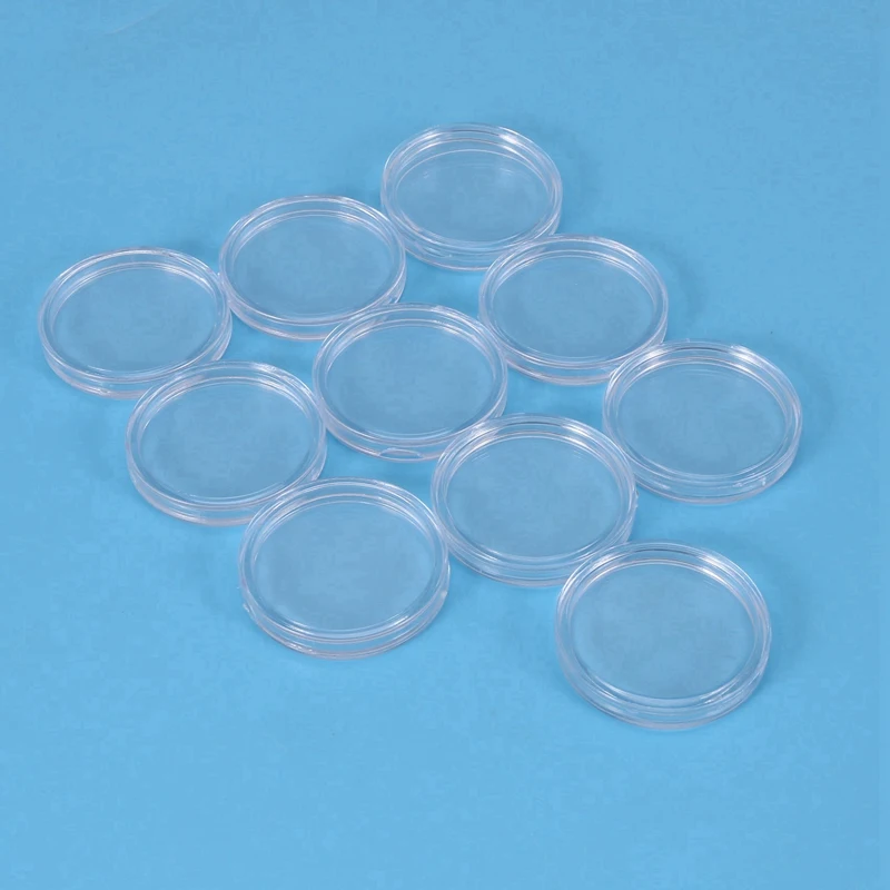 100 Pcs Small Round Transparent Plastic Coin Capsules Box 33Mm