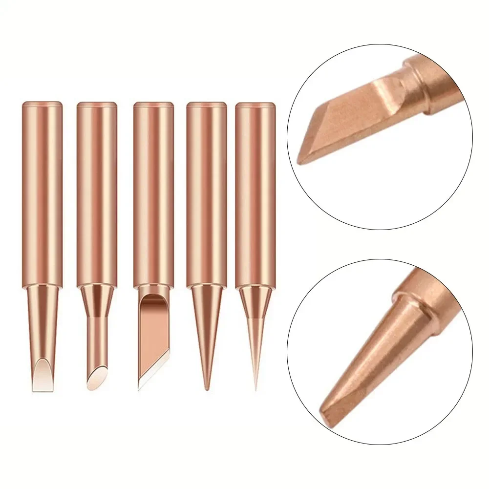 5pcs Soldering Iron Tip I+B+K+3C+2.4D Electric Soldering Iron Head Copper Welding Head For Soldering Station Welding Equipment