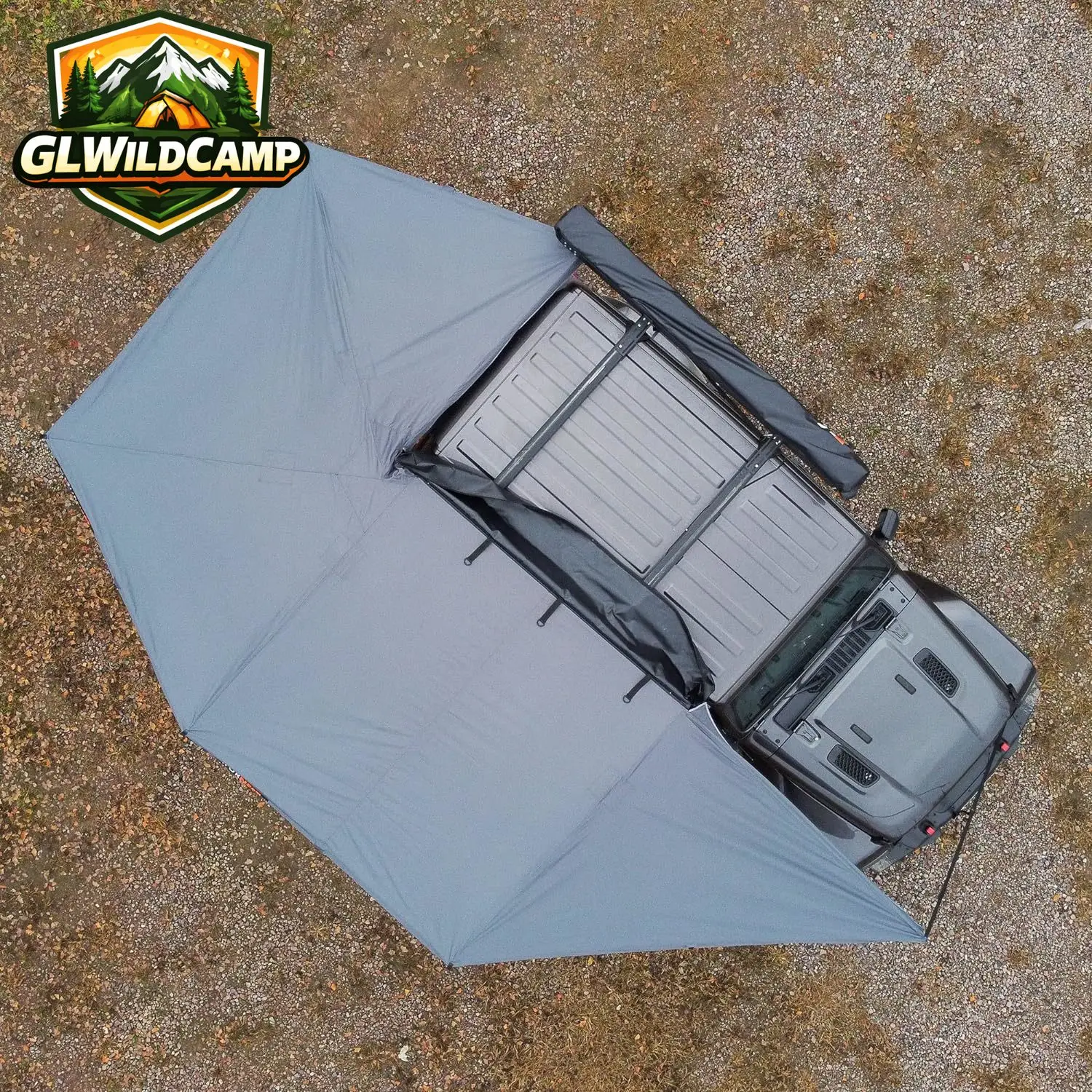 Outdoor-Camping 270-Grad Freistehende Foxwing-Markise, Auto-Seitenmarkise mit LED-Beleuchtung