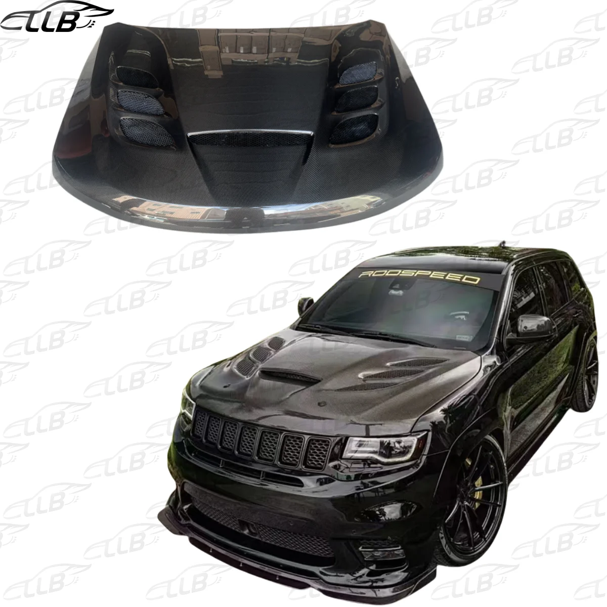 

Высококачественный капот из настоящего углеродного волокна для Jeep Grand Cherokee, улучшенный пористый вентилируемый автомобильный капот из углеродного волокна