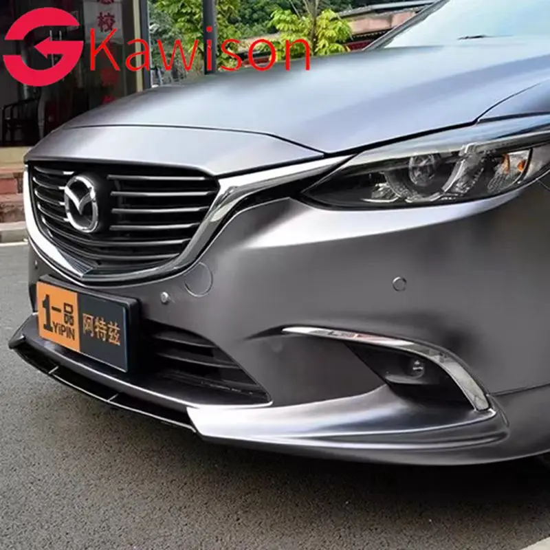 High Quality 3Piece Car Front Bumper Splitter Lip Diffuser Spoiler Cover For Mazda 6 Atenza 2014-2018 Carbon Fiber Look/ Black