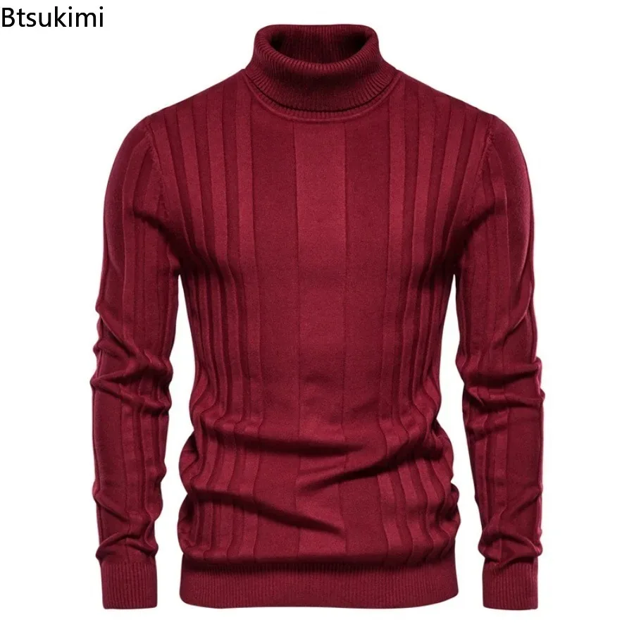 2025 New Men's Turtleneck Sweaters Casual Warm Solid Color Knitting Pullovers Autumn Winter High Quality Slim Sweaters for Men