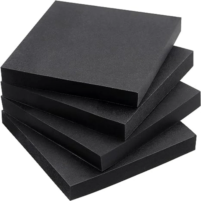 200 Sheets Black Notepads, 7.6cm*7.6cm(3 in*3 in) Square Sticky Notes, Self-adhesive Memo Pad for Office, Home, School