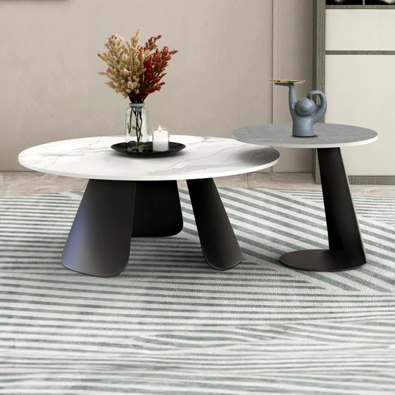 

Light luxury round coffee table side table modern simple small apartment living room home