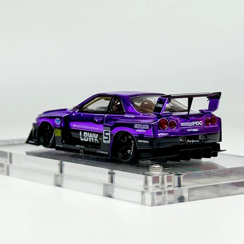 1/64 Skyline Gtr Er34 Lbwk Alloy Purple Plating Toys Car Model Metal Diecasts Toy Vehicles Authentic Exquisite Interior Gift