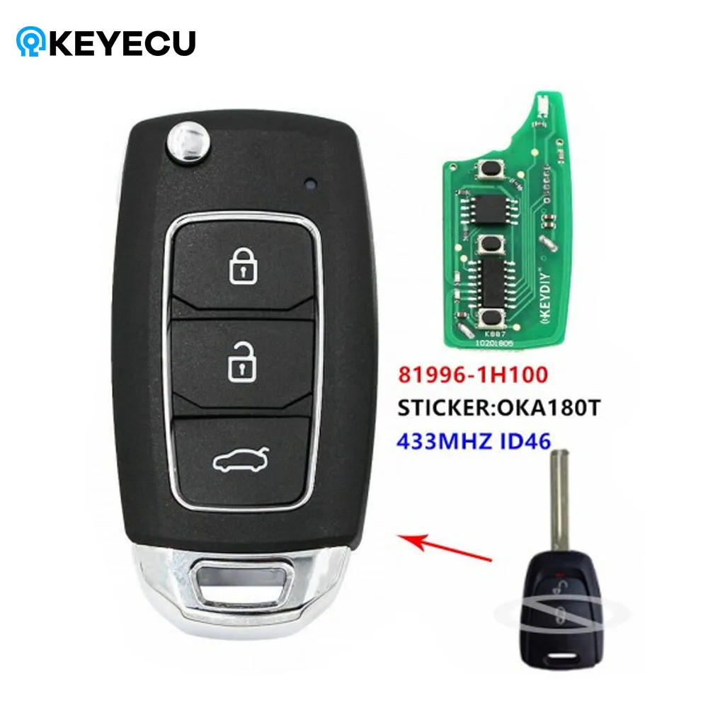 81996-1H100 Upgraded Flip Remote Control Key Fob Replacement for Kia Ceed 2006 2007 2008 2009 2 Buttons 433MHz ID46 Chip