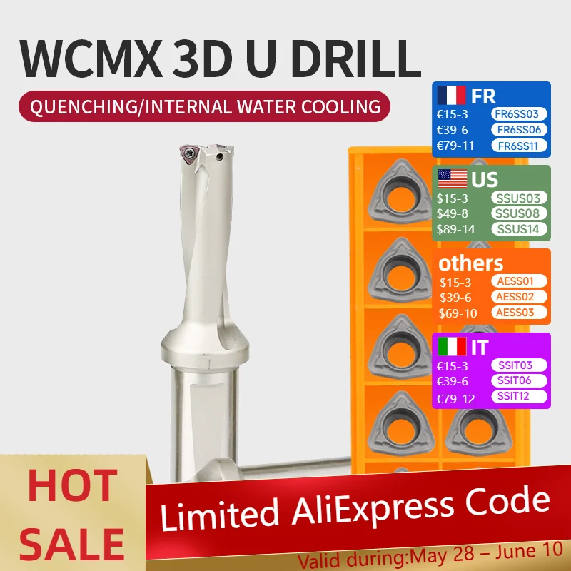 1 peça Broca 3D Indexável WC C25-2D14-WC03 C32-2D30-64WC05, Ferramenta de Torno CNC, Broca U Indexável para Pastilhas de Metal Duro WC03 WC05 WC06