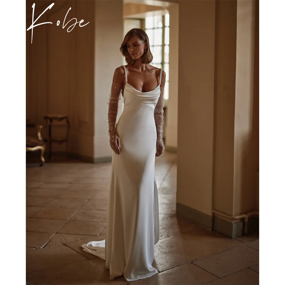 

Kobe Satin A-Line Prom Dress Spaghetti Strap Floor-Length Wedding Dress vestidos de noche V Neck Customized Simple Evening 2025