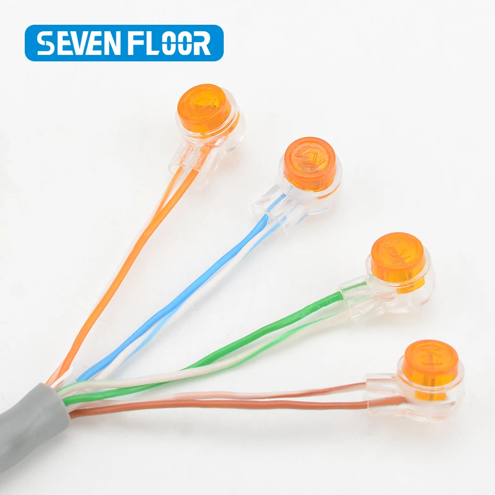 50/100/200PCS Waterproof Gel-Filled Orange Clear Button Telephone Wire Connectors UY Butt Splice Connector K1 Network Cable Term