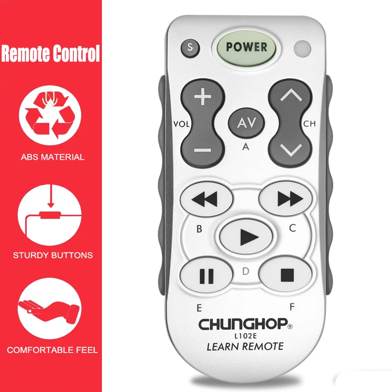 Universal 11-Button lR Learning RemoteControl for TV/Sat/DVD/CBL/CD/DVB-TCopy Function chunghop L102EController