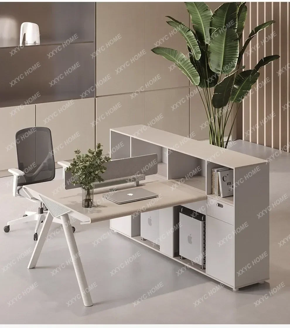 CXDZ  Financial Office Desk 2 Person T-Shaped Screen Desk Workstation Table Set For 4 Employees
