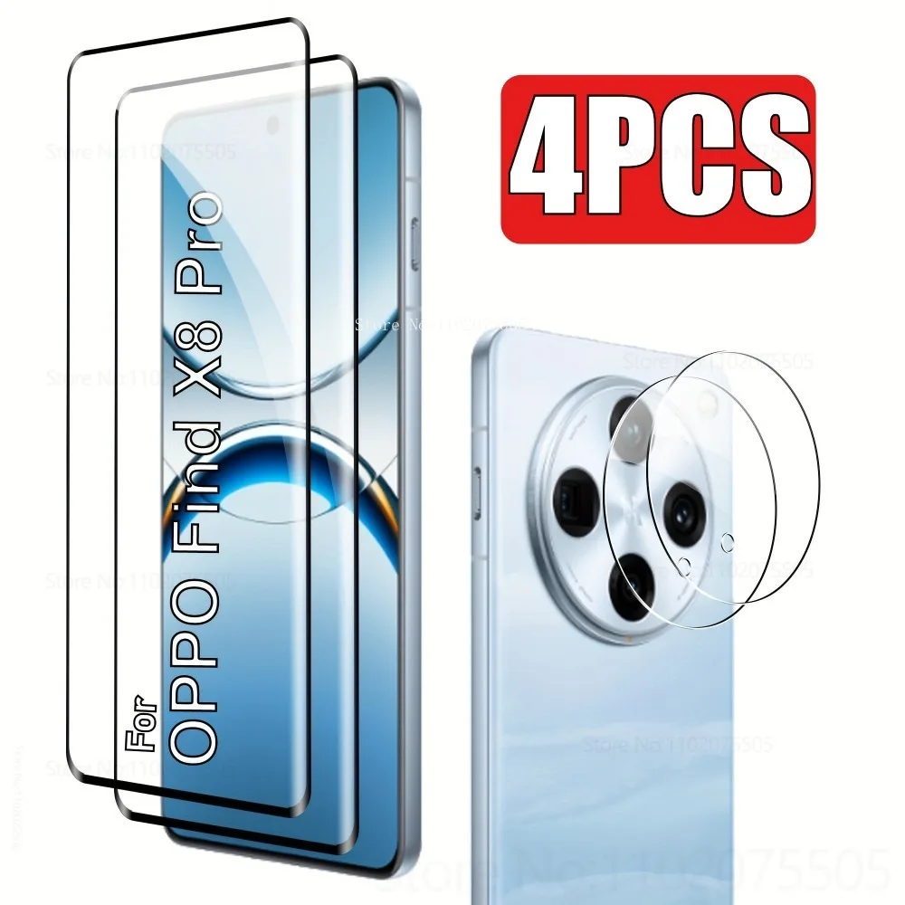 [4-in-1]2Pcs 9D Screen Protector+2Pcs Camera Lens Protector for OPPO Find X8 Pro X8 Ultra X7 Ultra X6 Pro X8s X5 Tempered Glass