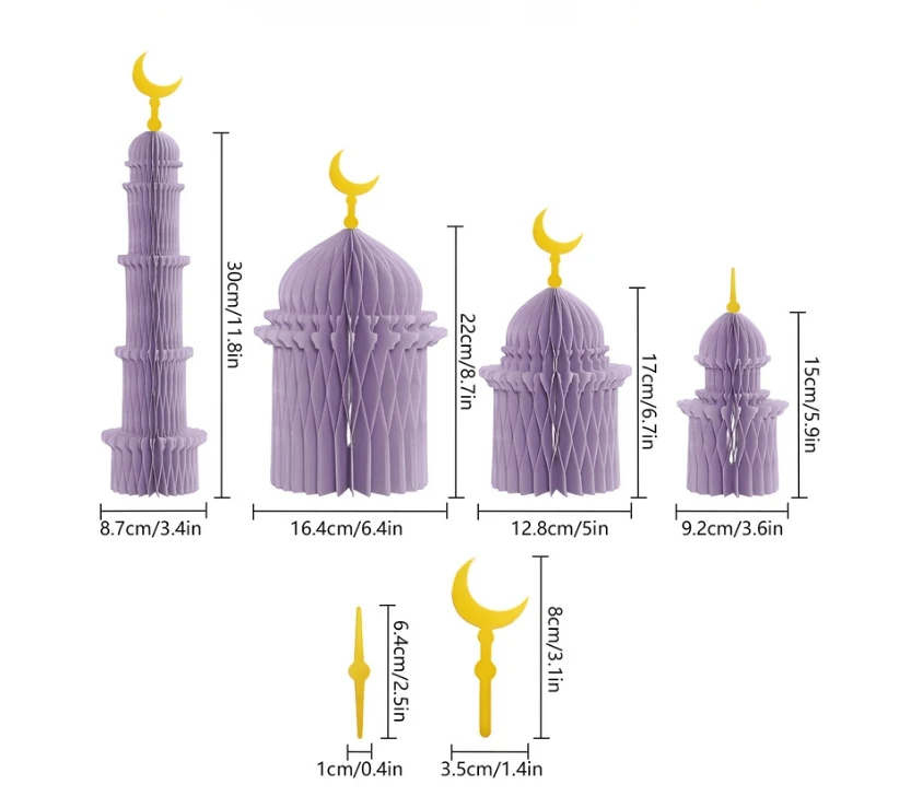 Eid Al-Fitr Mubarak Ramadan Palace Styling Ornament Paper Ball Honeycomb Set Decoration Moon Home Decoration
