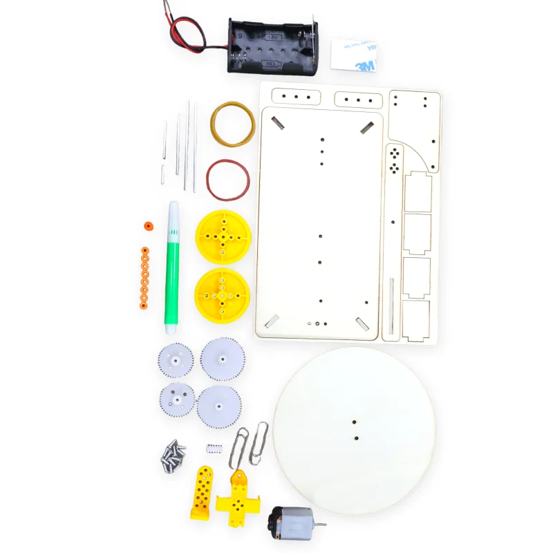 1pcsstem desenho robô kit de madeira plotter automático crianças ciência brinquedo física experimento criativo arte geométrica presente aniversário diy