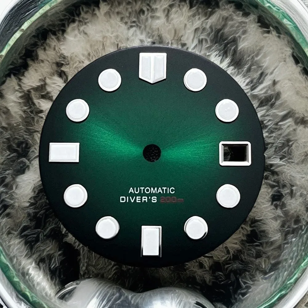 28.5mm S Logo Matte Dial Fit NH35/NH36/4R/7S Movement Green Luminous High-Quality Watch Modification Accessories Watch Dial