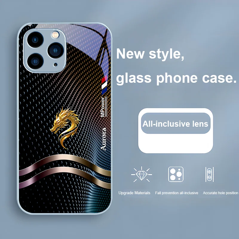 プラチナライト中国ゴールデンドラゴン Iphone 15 14 13 12 11 プロマックス XS XR 7 8 プラス 2020 2022 SE 強化ガラス電話ケース
