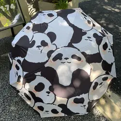 Automatic Cartoon Panda Umbrella: Foldable Sun and Rain Umbrella with UV Protection, Perfect for Students and Outdoor Use