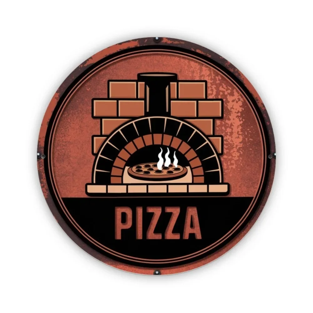 Letrero de hierro Vintage "Brick Oven Pizza", decoración de pizzeria italiana de 8x8", arte de pared de cocina de restaurante, regalo para amantes de la pizza