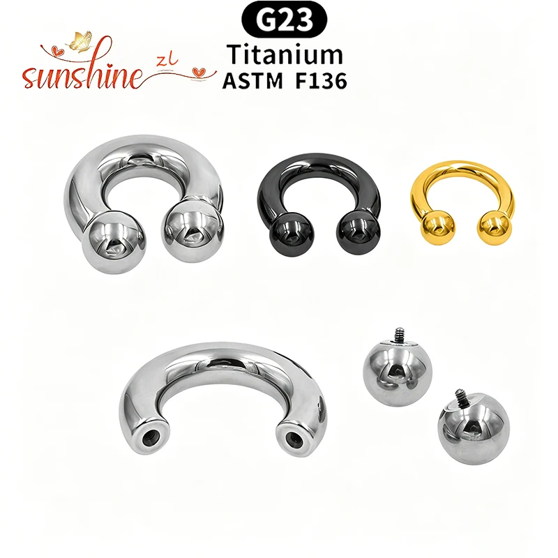 ASTM F136 Titan PIERC Hufeisen Circular Barbell Große Größe Ohrringe 0G-12G Nasen-, Brustwarzen-, Tragus-, Lippen-, Ohr- und Körperschmuck – Detail 2