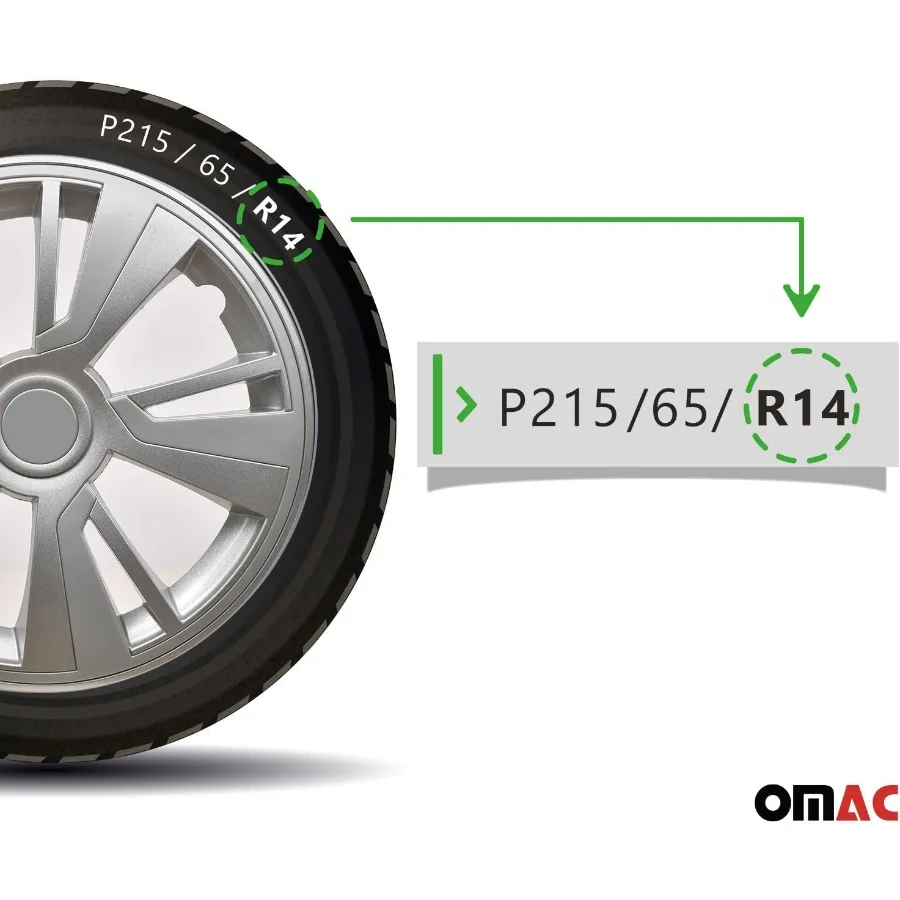 Gris con tapas de buje gris claro Juego de 4 tapas para Rines de 14 cubiertas de rueda premium Juego de cubiertas de llanta R14 de 14 pulgadas Snap On Durab