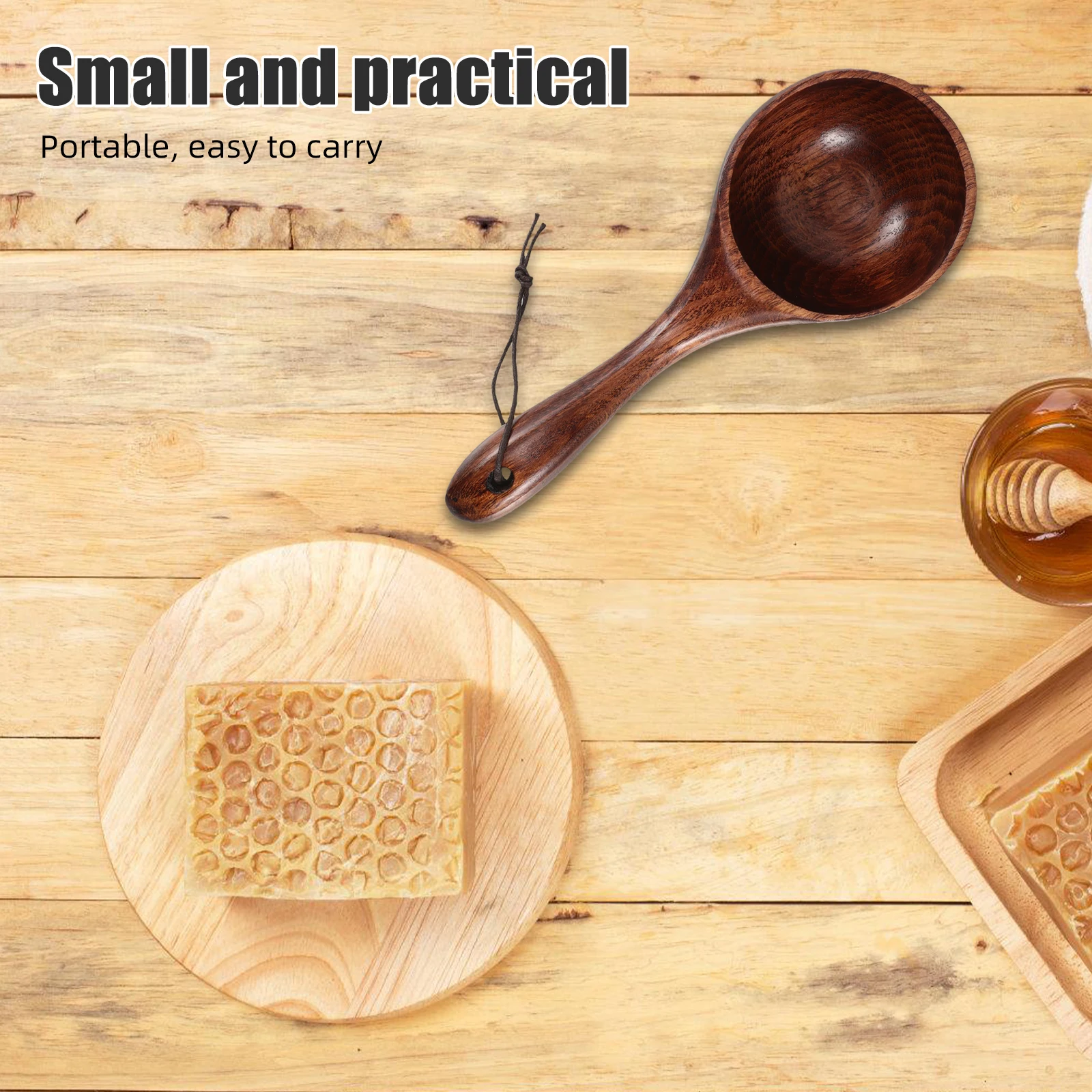 Cucchiaio in legno per casa, bagno, sauna, impugnatura comoda, materiale naturale, robusto artigianato, mestolo multiuso per l'acqua quotidiano