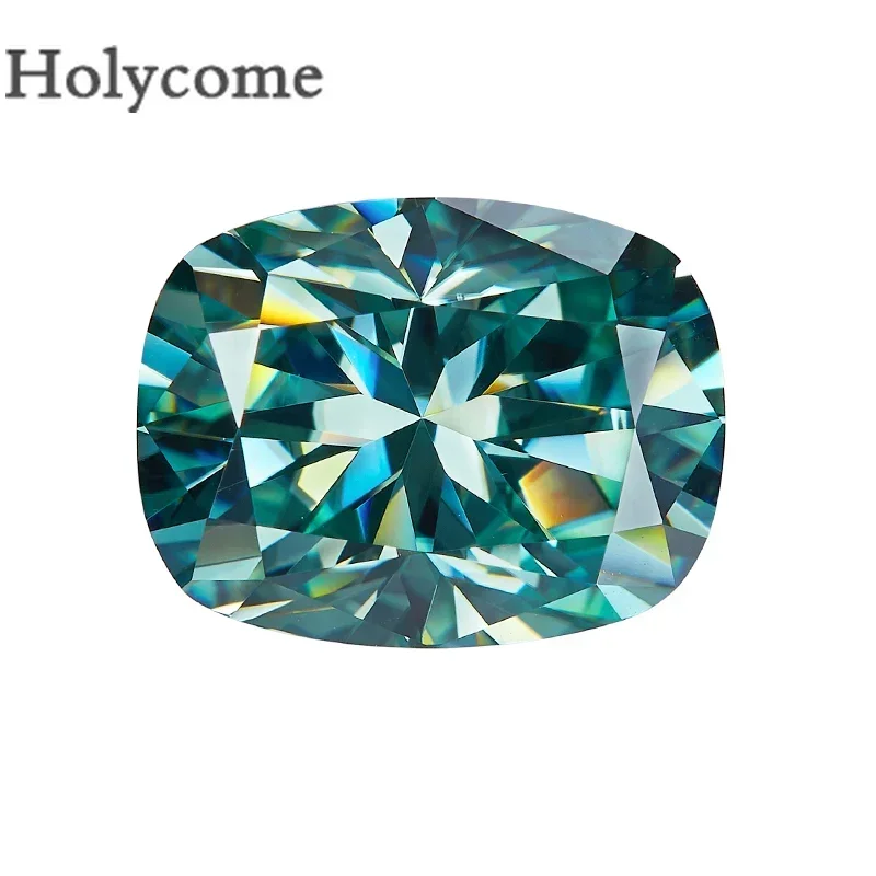 Holycome Moissanite Brilliant Cut Elongate Cushion Shape Green GRA VVS1 Clarity GRA Certificate Factory Wholesale Chic Gemstone